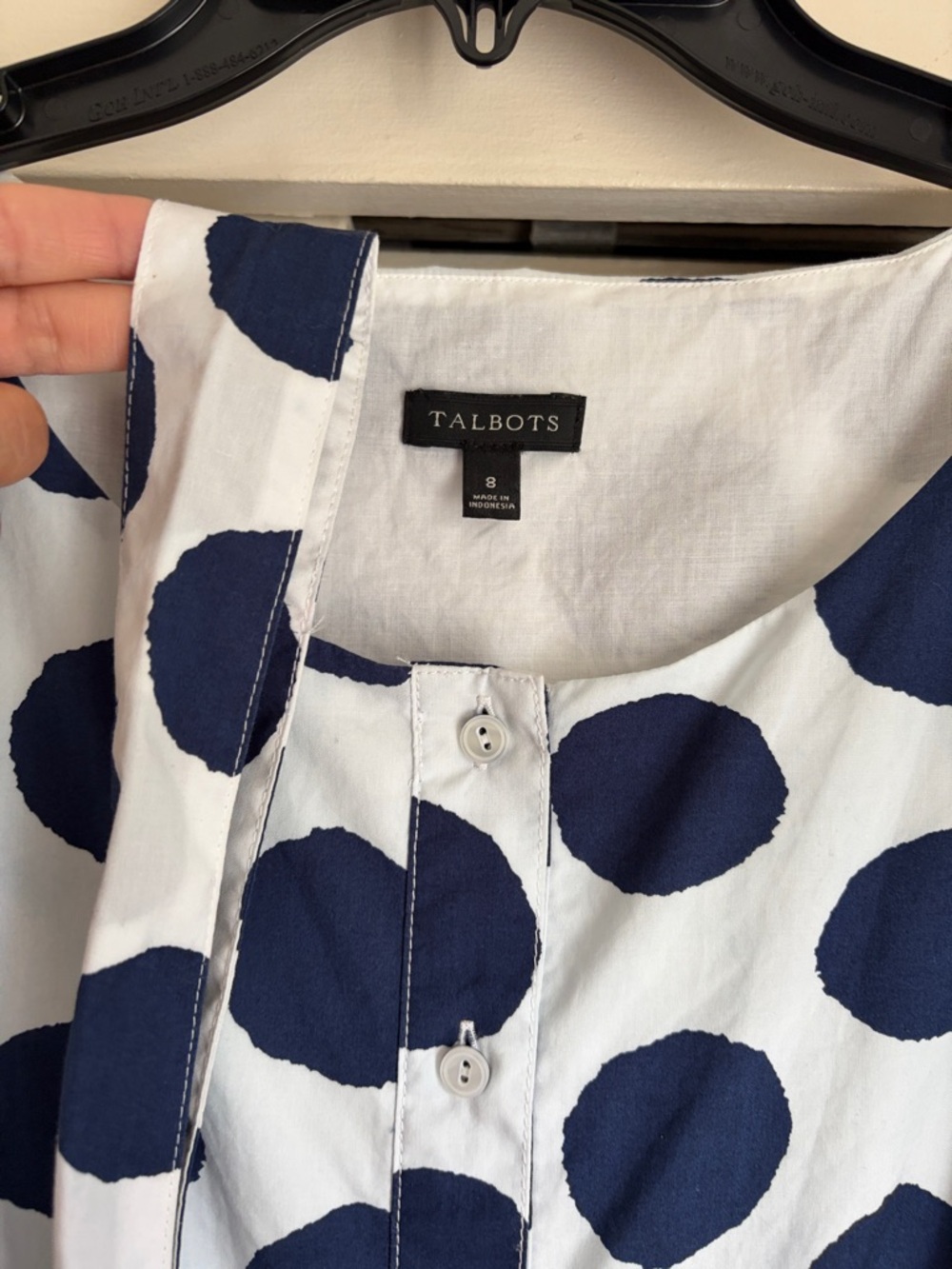 Talbots White Midi Dress with Navy Polka Dots - Picture 5 of 16